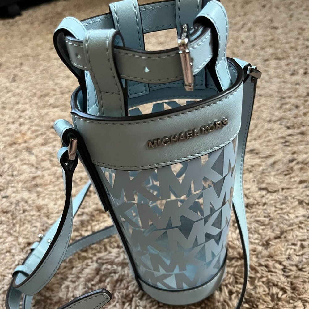 Michael Kors Water Bottle Crossbody Holder MK Giftable, Pale Ocean
